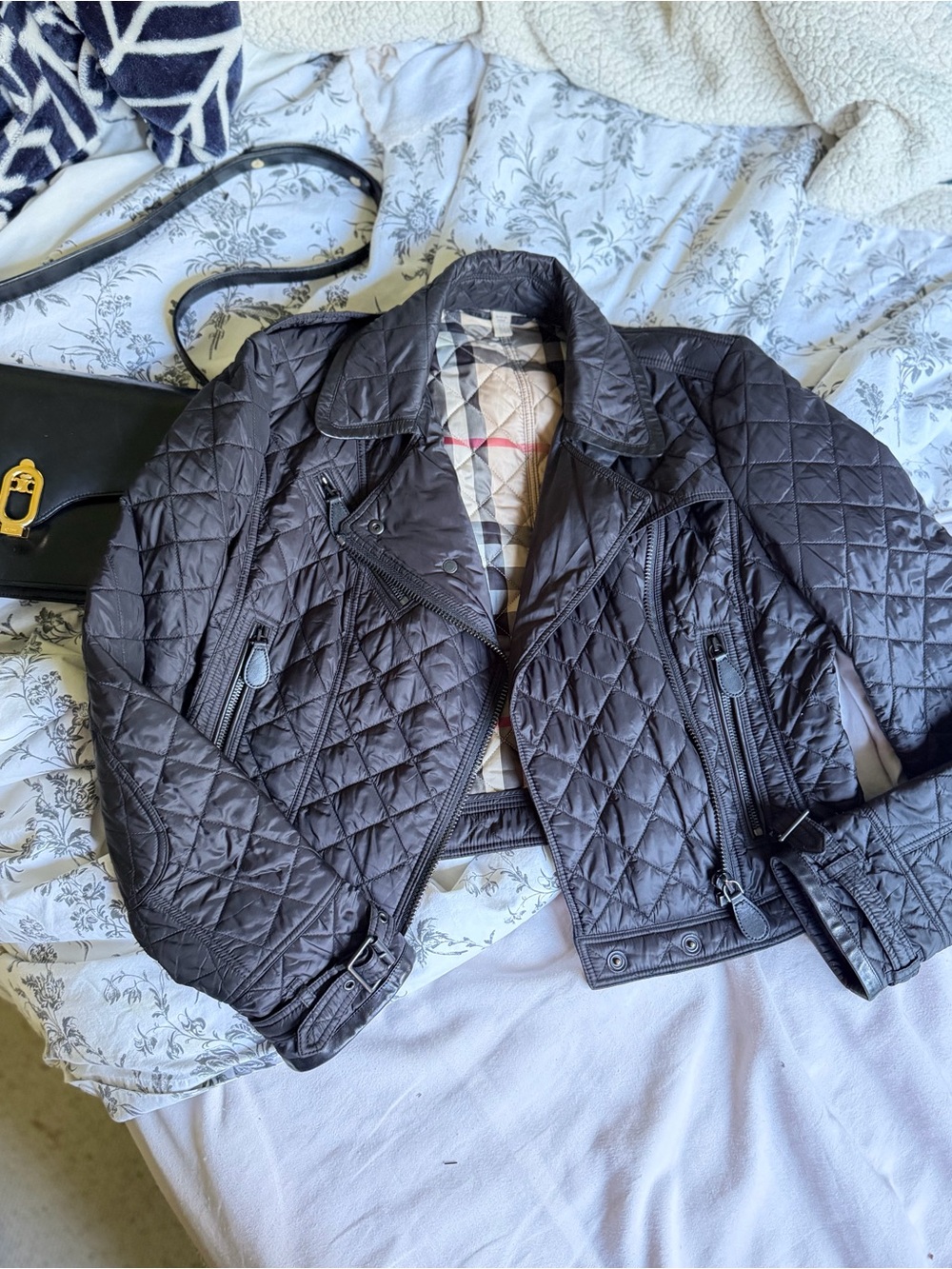 Burberry Quilted Bomber Moto Jacket | Size M - Picture 2 of 11